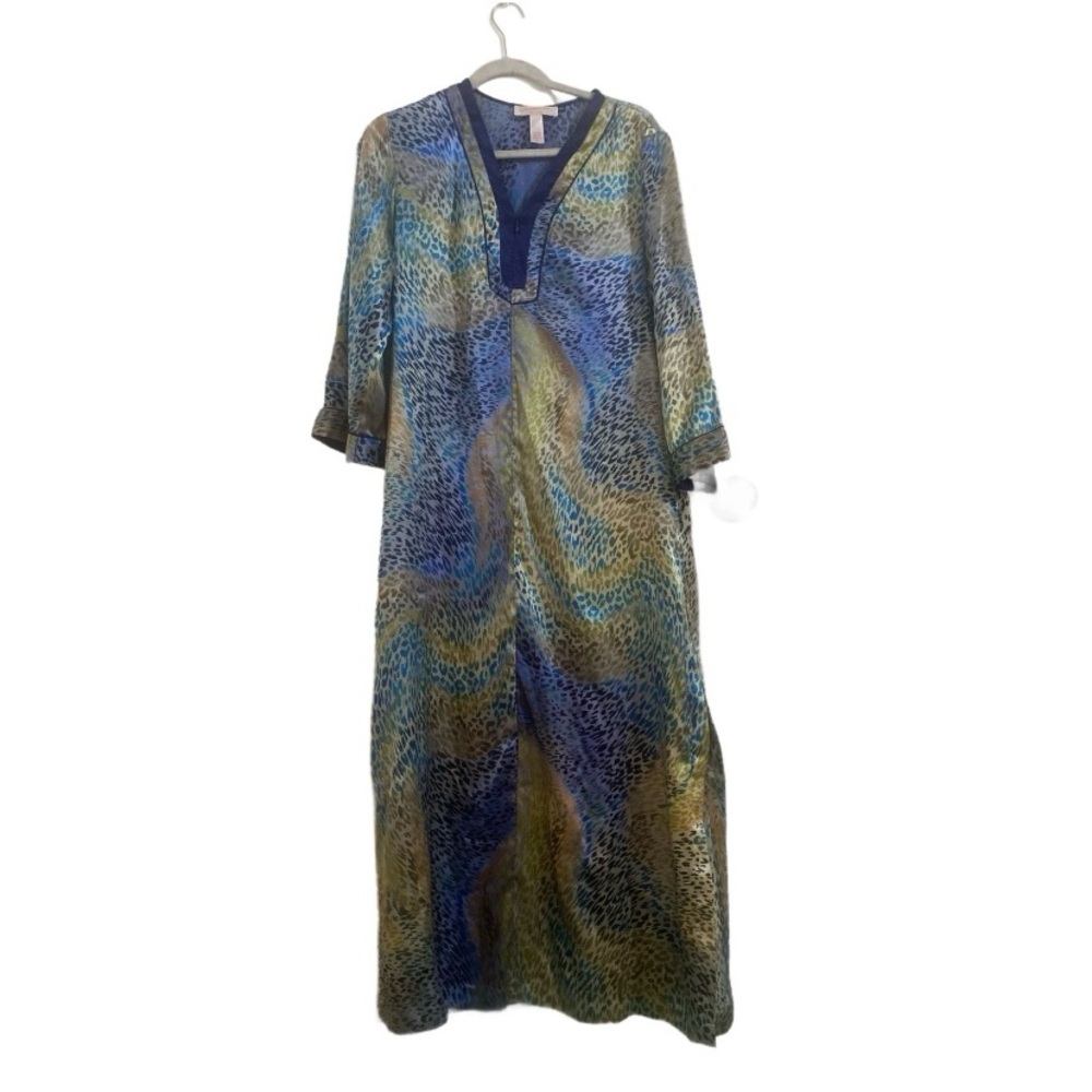 Oscar de la Renta Silk Abstract Animal Print Robe/ MuMu Sz M